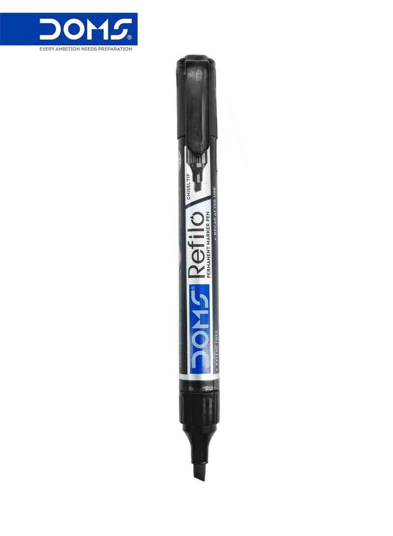DOMS Whiteboard Marker Pen, Chisel Tip, Black Ink, Refillable, Pack of 12 - Image 2